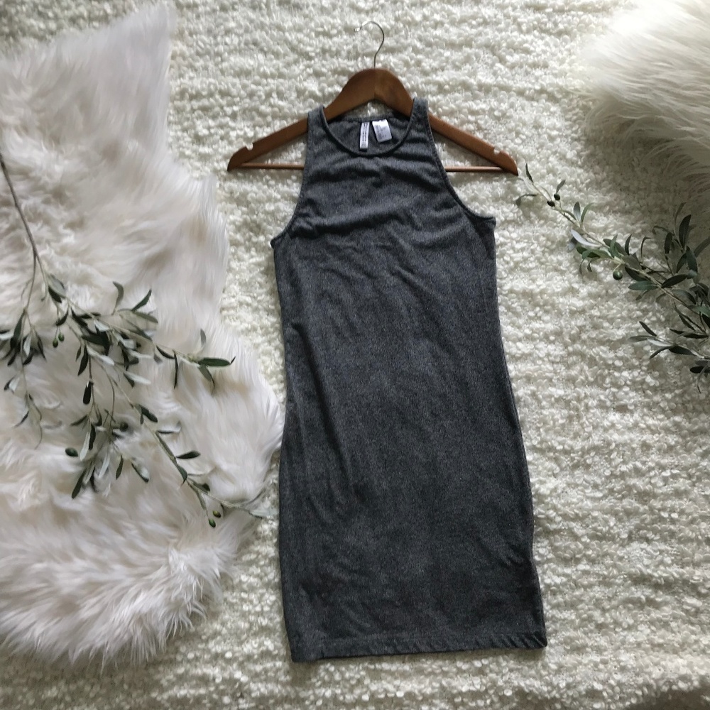 H&M Heather Gray Bodycon High-neck Racerback Dress